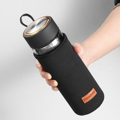 富光保温杯杯套玻璃杯杯套通用防烫隔热水杯黑色保护套压纹布套