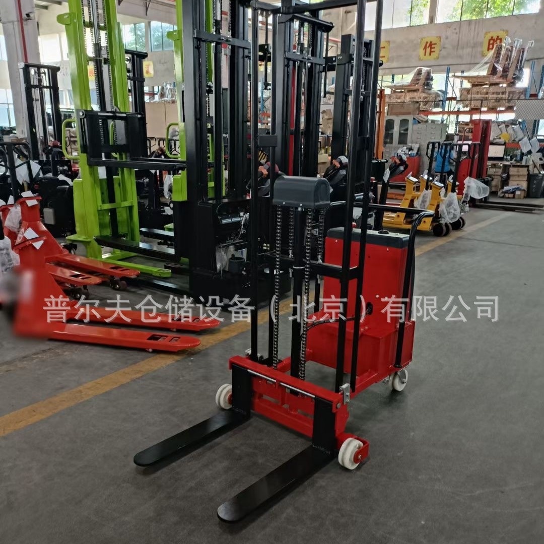 普尔夫轻型无支腿平衡重半电动堆高车堆高机液压叉车装卸车搬运车