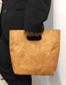 复古通勤牛皮纸女包大容量手提托特包可水洗2023新款 简约ins风