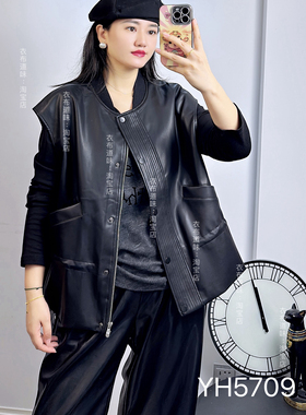 宜语析5709秋加大码马夹女 无袖坎肩背心时尚百搭宽松休闲马夹