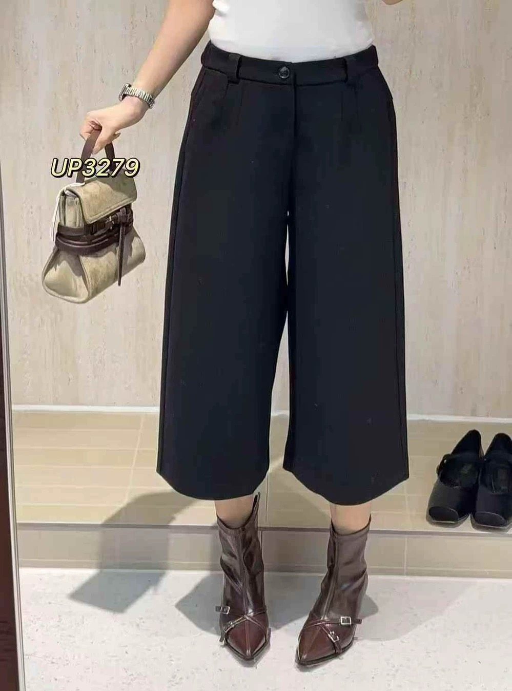 UP潮牌3279春加大码靴裤女 洋气遮肉毛呢肥腿八分阔腿裤,女装/女士精品,大码裤装,淘宝优惠券,粉丝福利购,淘宝优惠卷