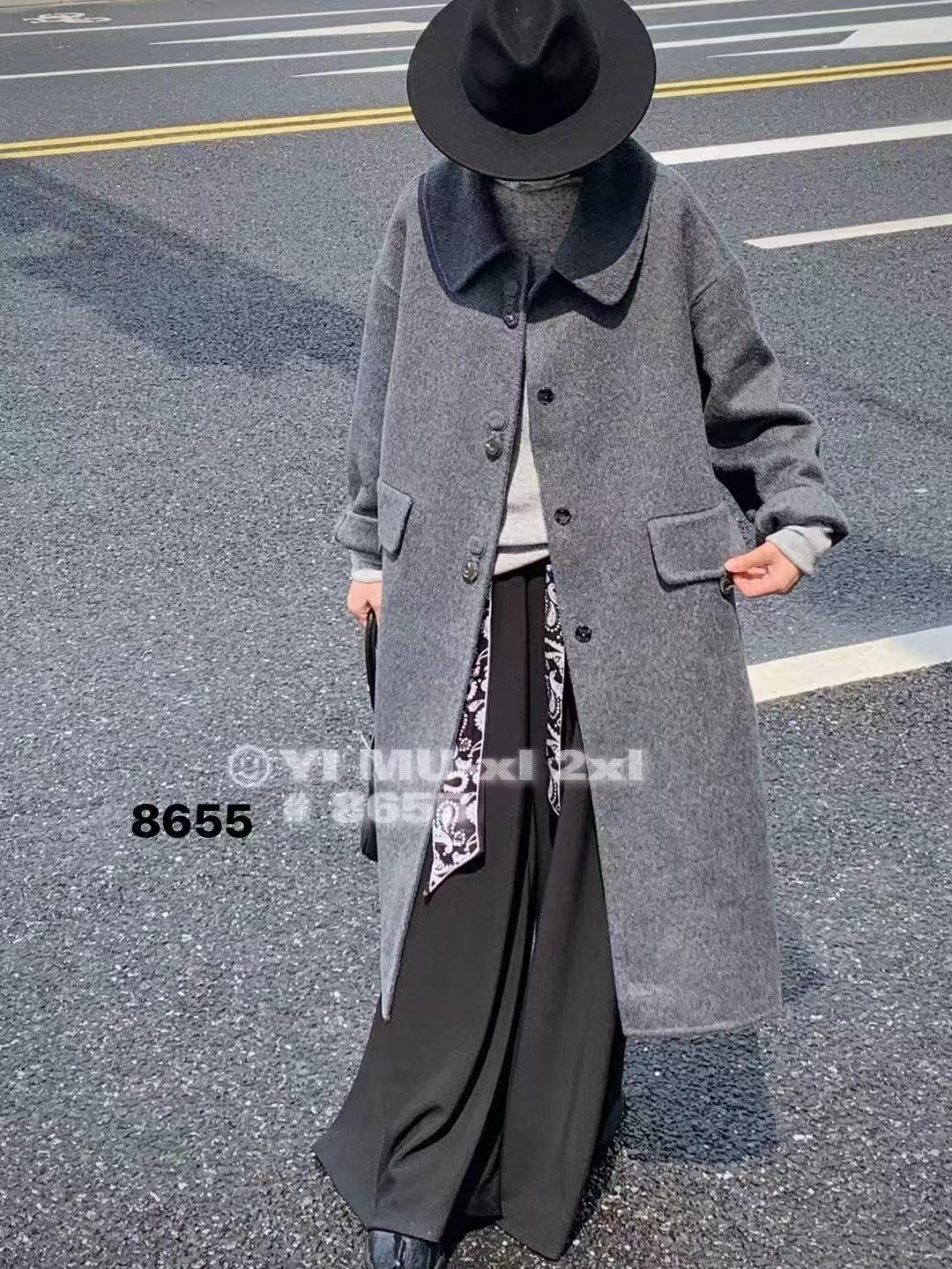 宸祺8655冬季加大码羊毛大衣女 气质翻领长款双面羊毛呢子外套