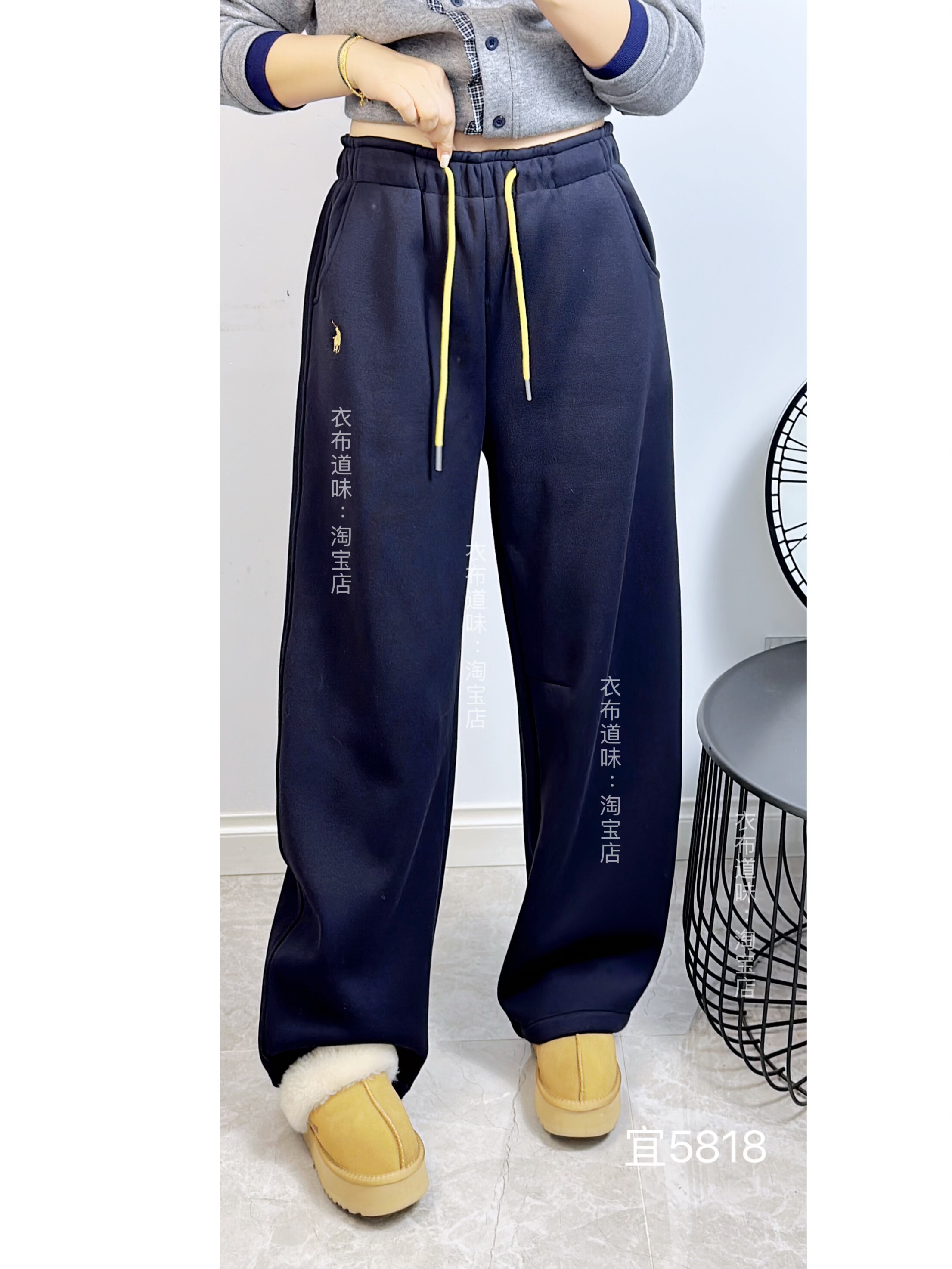 宜语析5818冬季加大码加绒弯刀裤 高腰抽绳宽松百搭休闲卫裤,女装/女士精品,大码裤装,淘宝优惠券,粉丝福利购,淘宝优惠卷