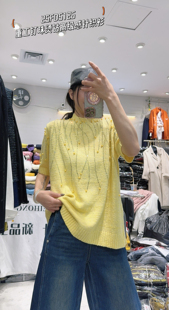 打底衫 妃儿红5126冬加大码 百搭半袖 重工钉珠烫钻洋气时尚 针织衫