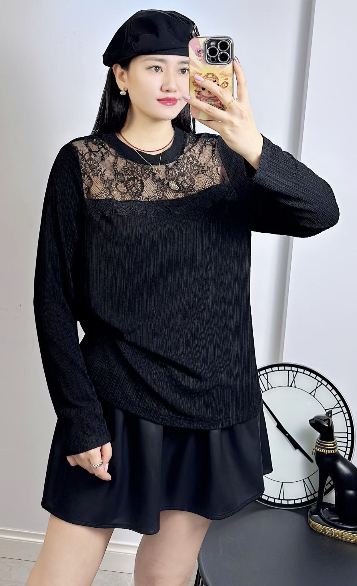 米莱奇6101春加大码打底衫女 韩版时尚蕾丝镂空长袖T恤显瘦内搭衫,女装/女士精品,大码内搭,淘宝优惠券,粉丝福利购,淘宝优惠卷