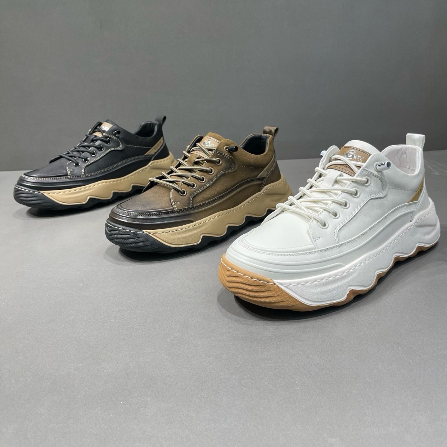 有范男鞋春季松紧带厚底增高休闲鞋简约百搭轻奢牛皮理发师潮板鞋,流行男鞋,休闲板鞋,淘宝优惠券,粉丝福利购,淘宝优惠卷