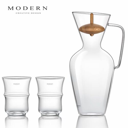 摩登MODERN原创新品冷水壶耐热高温透明玻璃大容量水杯家用凉水壶