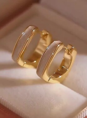 Loga.Py 滴釉几何耳扣高级感耳环小众简约设计耳钉新款方形耳饰女