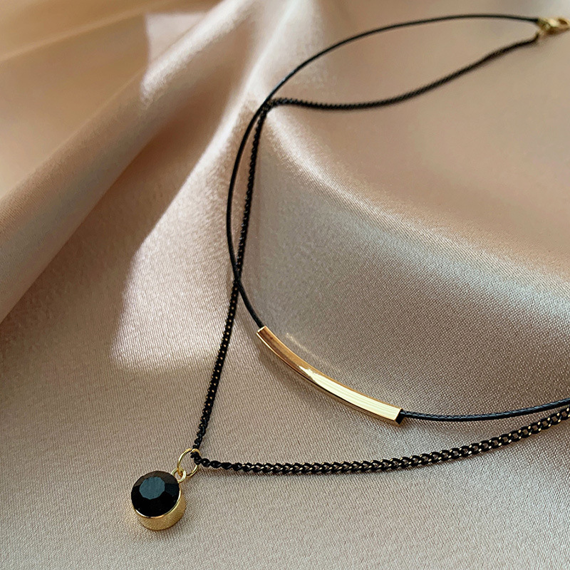 Loga.Py黑色双层项链女夏小众设计感ins冷淡风锁骨链个性网红颈链