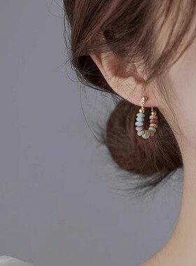 Loga.Py 珍珠串珠耳环夏天耳饰百搭小众设计独特气质大气感耳钉女