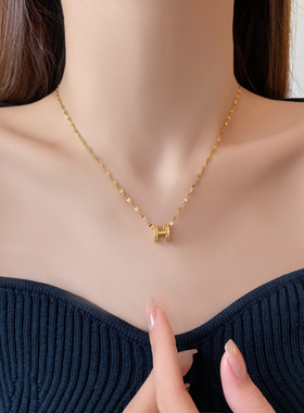 Loga.Py 字母H项链2024年新款潮网红爆款小众锁骨链个性百搭饰品