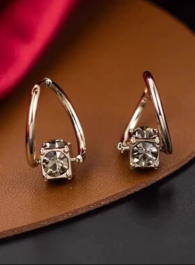 Loga.Py 2025年新款镶钻水晶耳环女防过敏耳扣精致百搭高级感耳饰