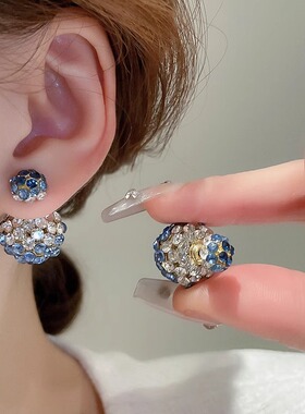 Loga.Py 银针镶钻大小圆形前后两戴耳环耳钉小众时尚耳饰百搭气质