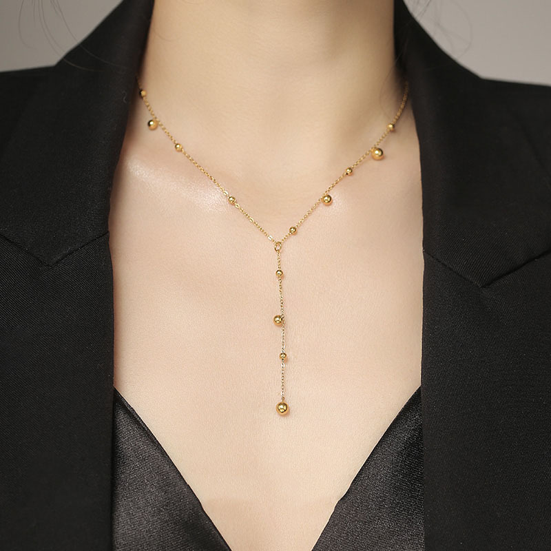 金色气质名媛项链女小众毛衣链