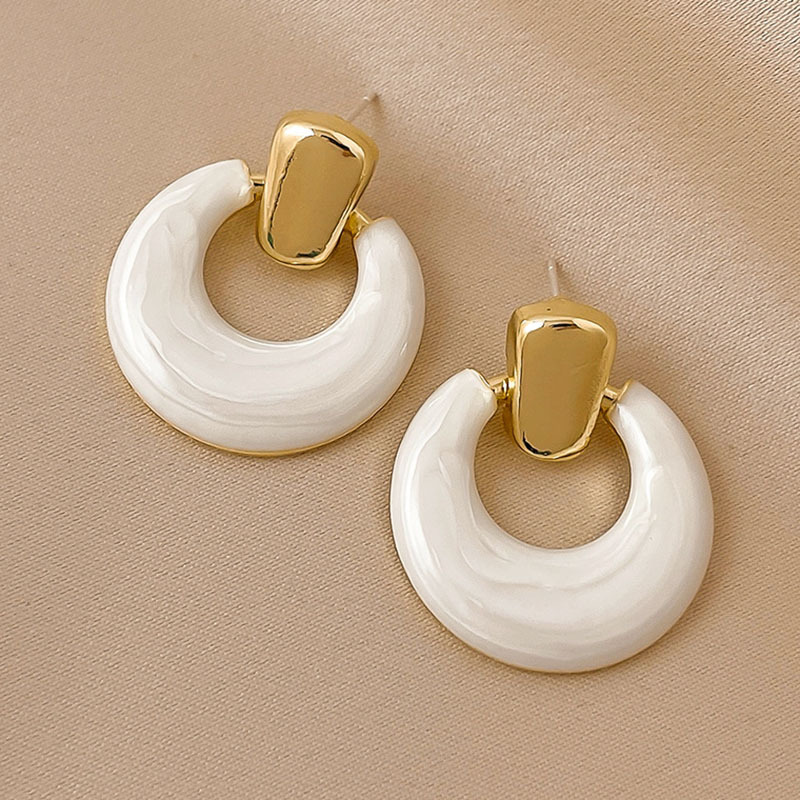 复古简约滴油几何圆圈耳环