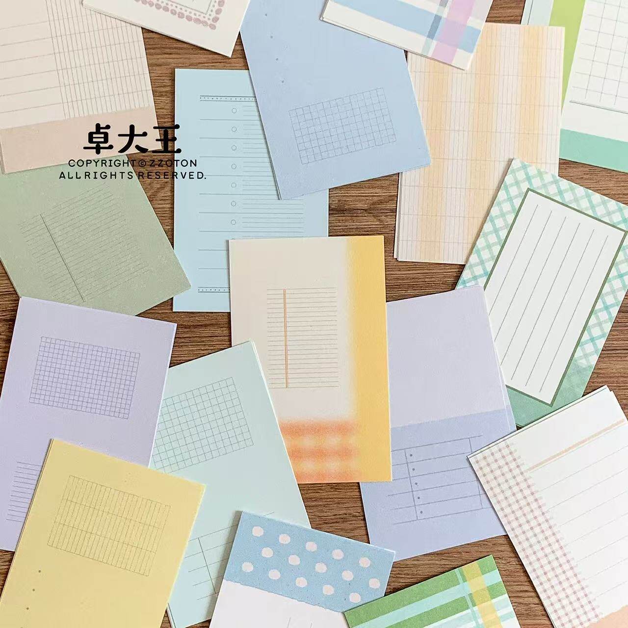 【卓大王格纹便签】A7M5A6per海藻雾蓝阳光橙等手账拼贴素材