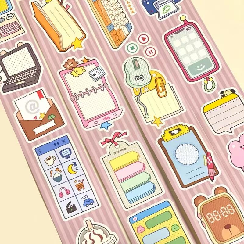 【小麦咖啡模切整卷】常用物实习生搬砖手账普通女孩字素手帐贴纸