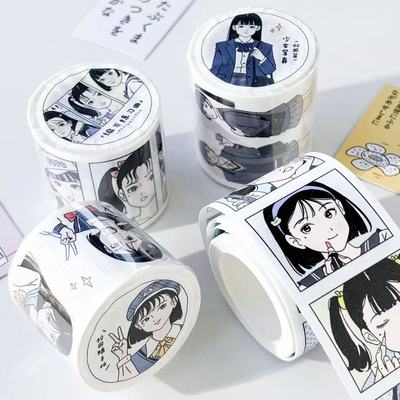 【咕噜泡泡】漫画系列模切和纸胶带整卷整循环日漫手账素材可爱贴