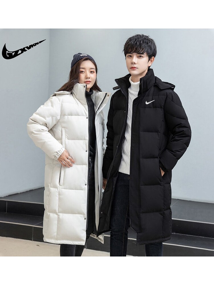 Official Authentic Down Jacket for Men and Women Autumn Winter Thickened White Duck Down Coat Mid-Long Hooded Windproof Winter Wear