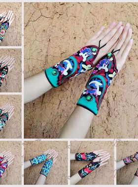 苗翎|云南民族风复古手镯布腕女绣花护腕刺绣手链复古时尚手套