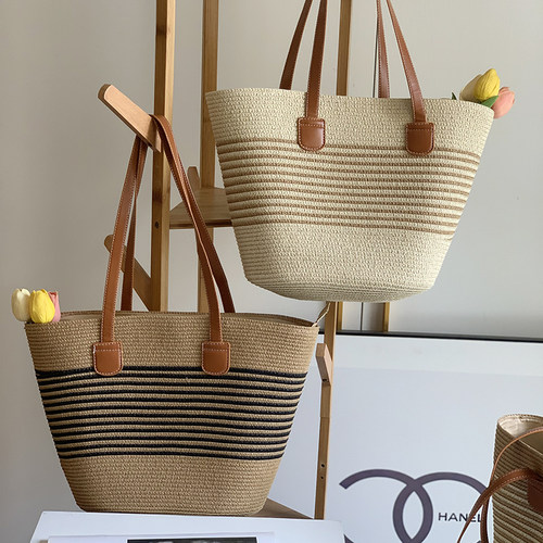 2024新款托特包草编包女士