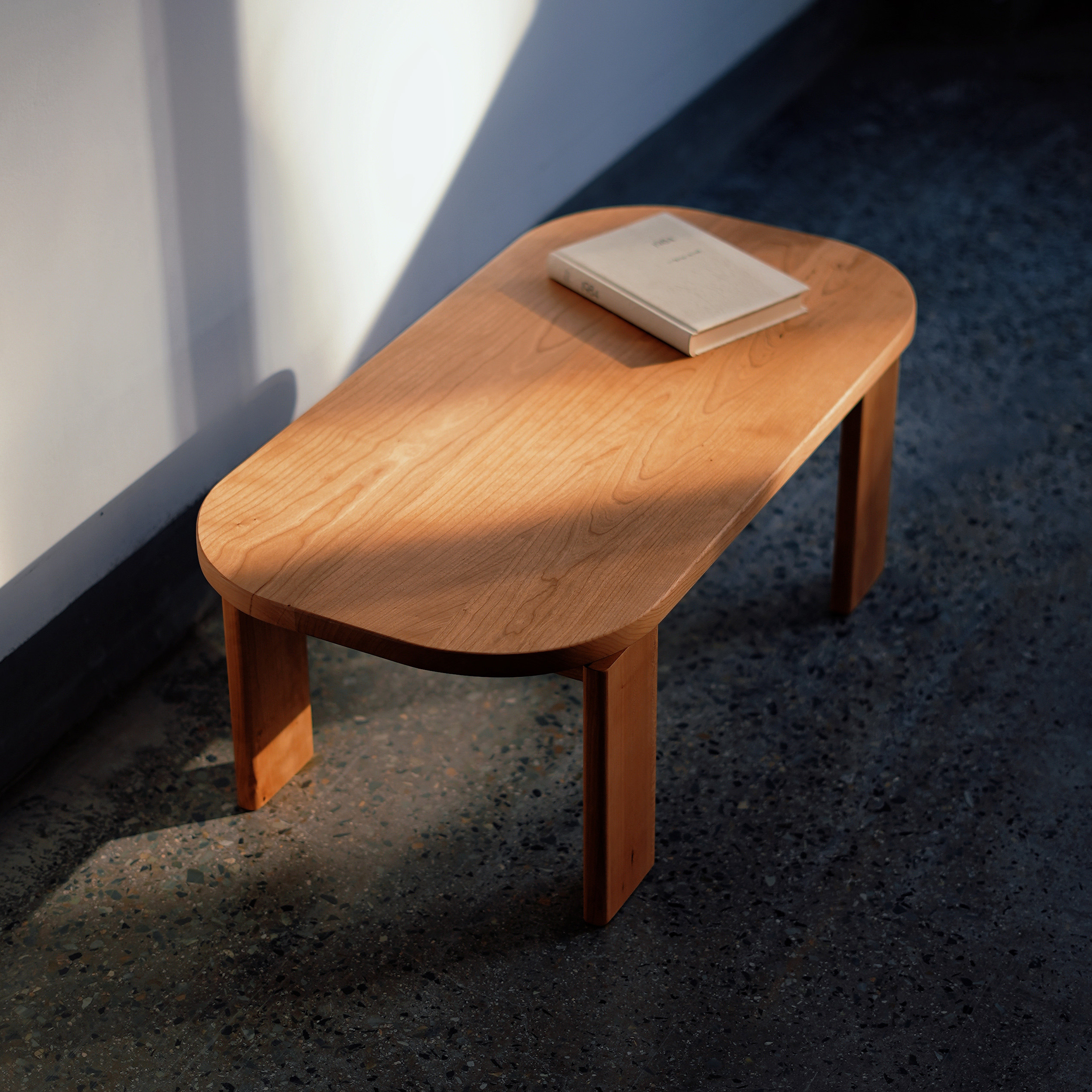 本枝记年/榻榻米茶几/天然樱桃木椭圆形沙发茶几设计师原木咖啡桌