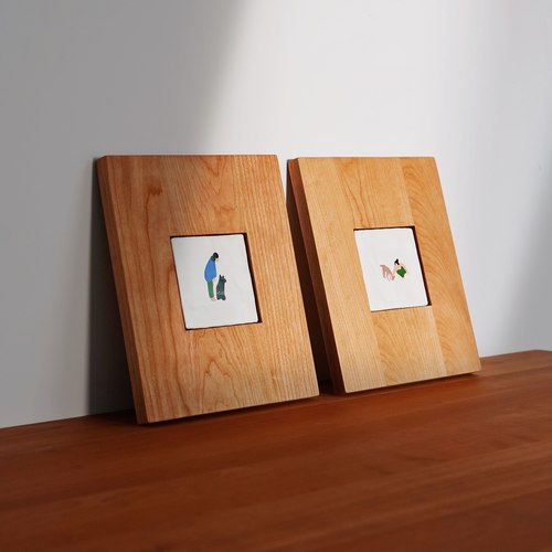 本枝记年/瓷板画/樱桃木画框挂画DIY制作陶瓷板画相框摆件装饰画