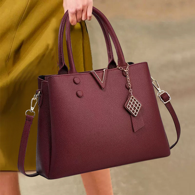 香港真皮妈妈女包结婚中年时尚包包大气婆婆母亲节红色手提包婚包