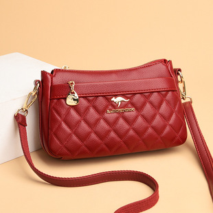 香港专柜牛皮女包斜挎包真皮包包2026新款菱格小包时尚手提单肩包