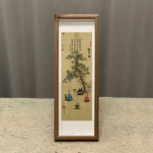 饰国画竖幅山水画迷你禅意礼物 听琴图挂画字画摆台画挂画办公室装