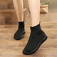 秋季 女鞋 新款 时尚 飞织高帮运动短靴 高帮弹力袜子鞋 潮鞋 女2026新款