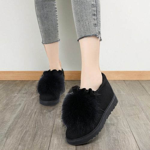 毛毛鞋女内增高外穿加绒厚底2025秋冬季新款百搭保暖毛球雪地靴女