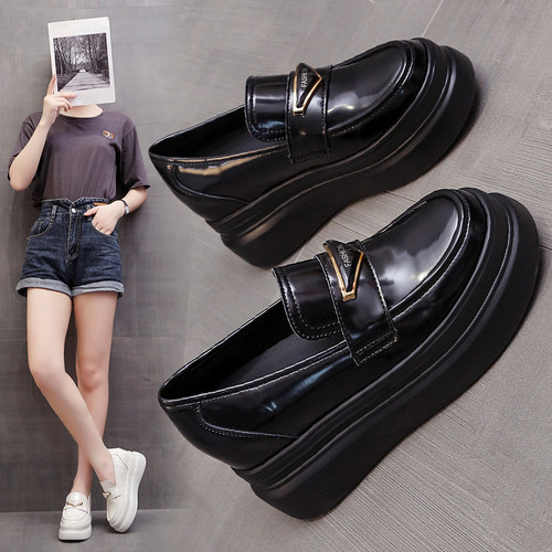 玛丽珍厚底内增高小皮鞋乐福鞋