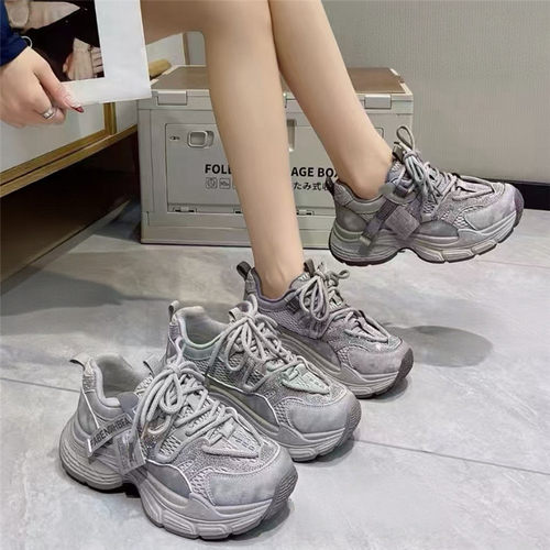 春季小个子6cm水钻老爹鞋