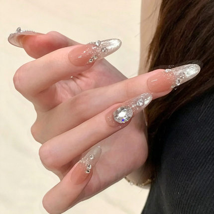 纯手工爆闪猫眼闪钻富家千金氛围感轻奢纯欲婚甲名媛淑女穿戴甲