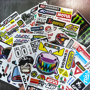 摩托车贴纸头盔贴花赛事赞助商logo魔爪电动车贴画防水划痕遮挡贴