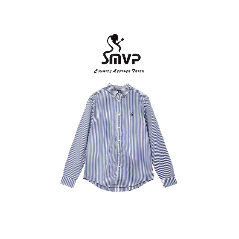 【SMVP】2026春装新款宽松美式蓝白条纹长袖衬衫女MKAKASS7734