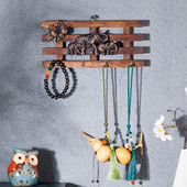 泰国复古实木挂钩大象花朵装 饰挂钩墙面收纳挂件高级感家居配饰