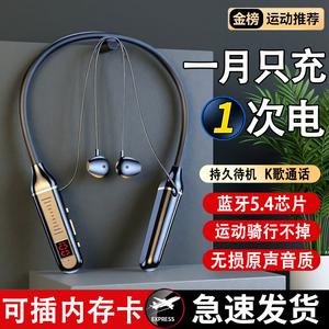 2026新型蓝牙耳机挂脖式无线运动耳机降噪通话超长续航骑行耳机