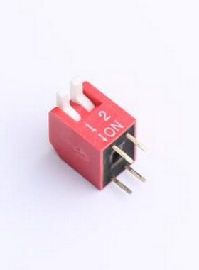 DL-02HT 拨码开关 2.54mm间距 2位 琴键式 直插侧拨长柄 红色 拨