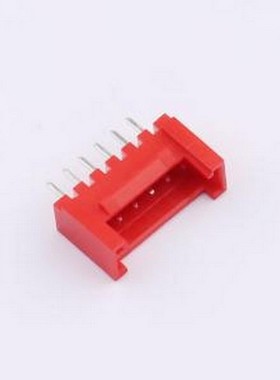 WF-1A200B6P-R 线对板针座 间距2.0mm 直插 带扣 红色 1x6P 插件,