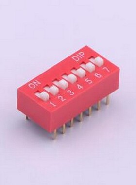 TA-07 拨码开关 拨码开关红色07P-180度7PIN间距2.54mm立式直插正
