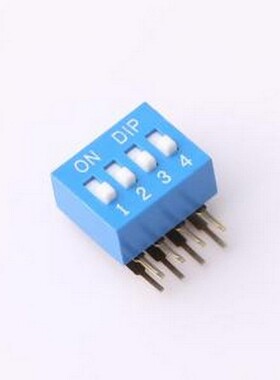 DT-04LT 拨码开关 2.54mm间距 4位 琴键式 90度弯插侧拨凸柄 蓝色