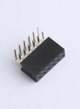 DS1024-2x6RF1 排母 2x6P 间距:2.54mm 弯插 黑色 插件,P=2.54mm