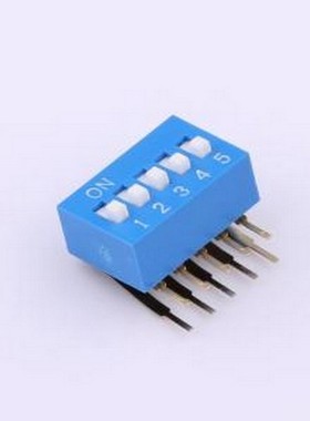 DA-5-B-T 拨码开关 2.54mm间距 5位 琴键式 90度弯插侧拨 蓝色 拨