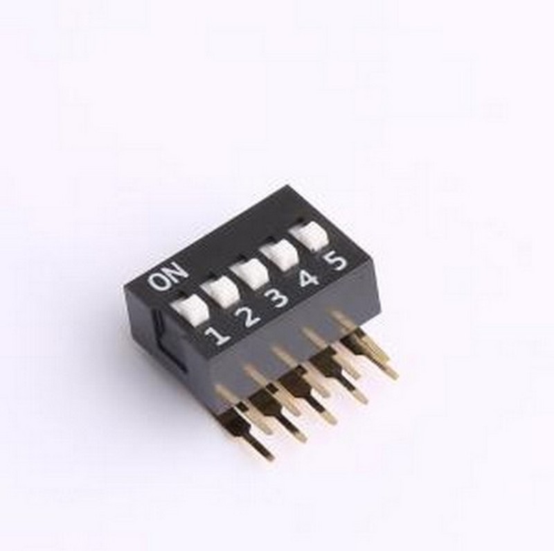 DA-05-K-T 拨码开关 5位 2.54mm间距 宽体黑色 直角型DA系列拨码