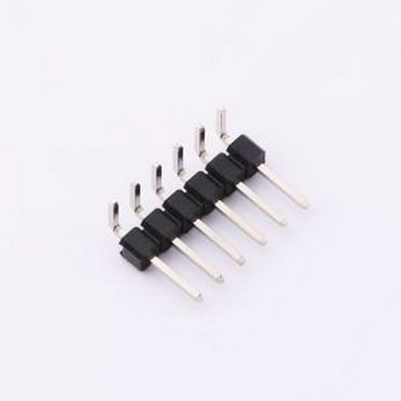 5AMW4-10560-106-W0 排针 2.54PH间距排针弯针1X6P H2.5 90°PA6.