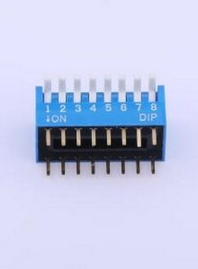 TE-08R 拨码开关 拨码开关蓝色08P-180度 间距2.54mm 立式直插侧