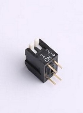 DP-02-K-T 拨码开关 2位 2.54mm间距 宽体黑色侧拨 DIP拨码开关