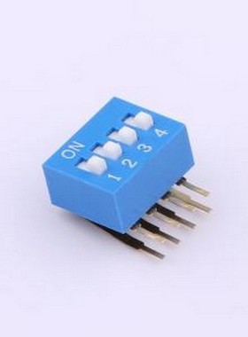 DA-4-B-T 拨码开关 2.54mm间距 4位 琴键式 90度弯插侧拨 蓝色 拨